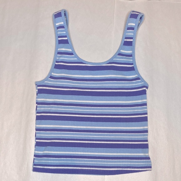 PacSun Basics Ribbed Blue & Purple Striped Cropped Tank Top - Picture 1 of 6